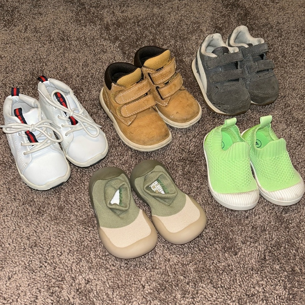 Babyboy size 4 puma sneakers timberland boots slip on shoes bundle!!